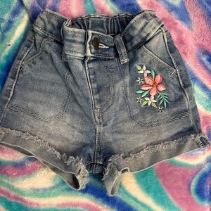 Jumping Beans Blue Jean Shorts with Floral Embroidery